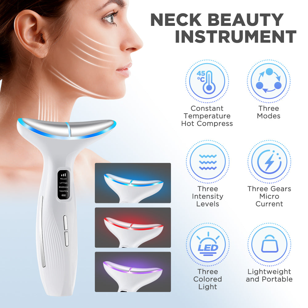 Appareil Beauté Visage & Cou – EMS, Massage Facial & Lumière LED