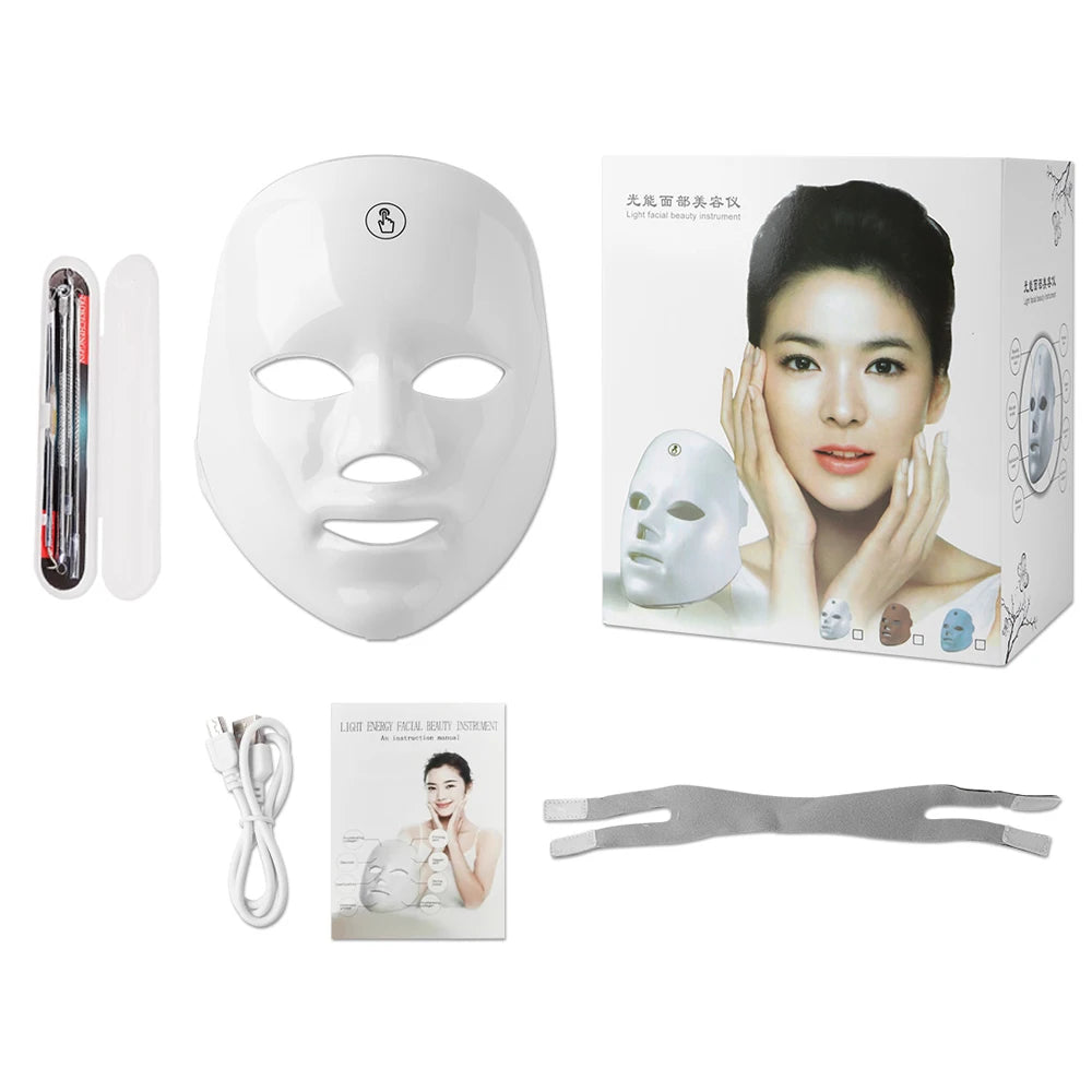 Masque LED Visage & Cou – 7 Couleurs Photon Thérapie Anti-Âge