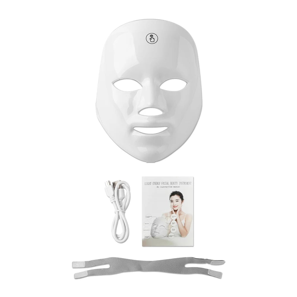 Masque LED Visage & Cou – 7 Couleurs Photon Thérapie Anti-Âge