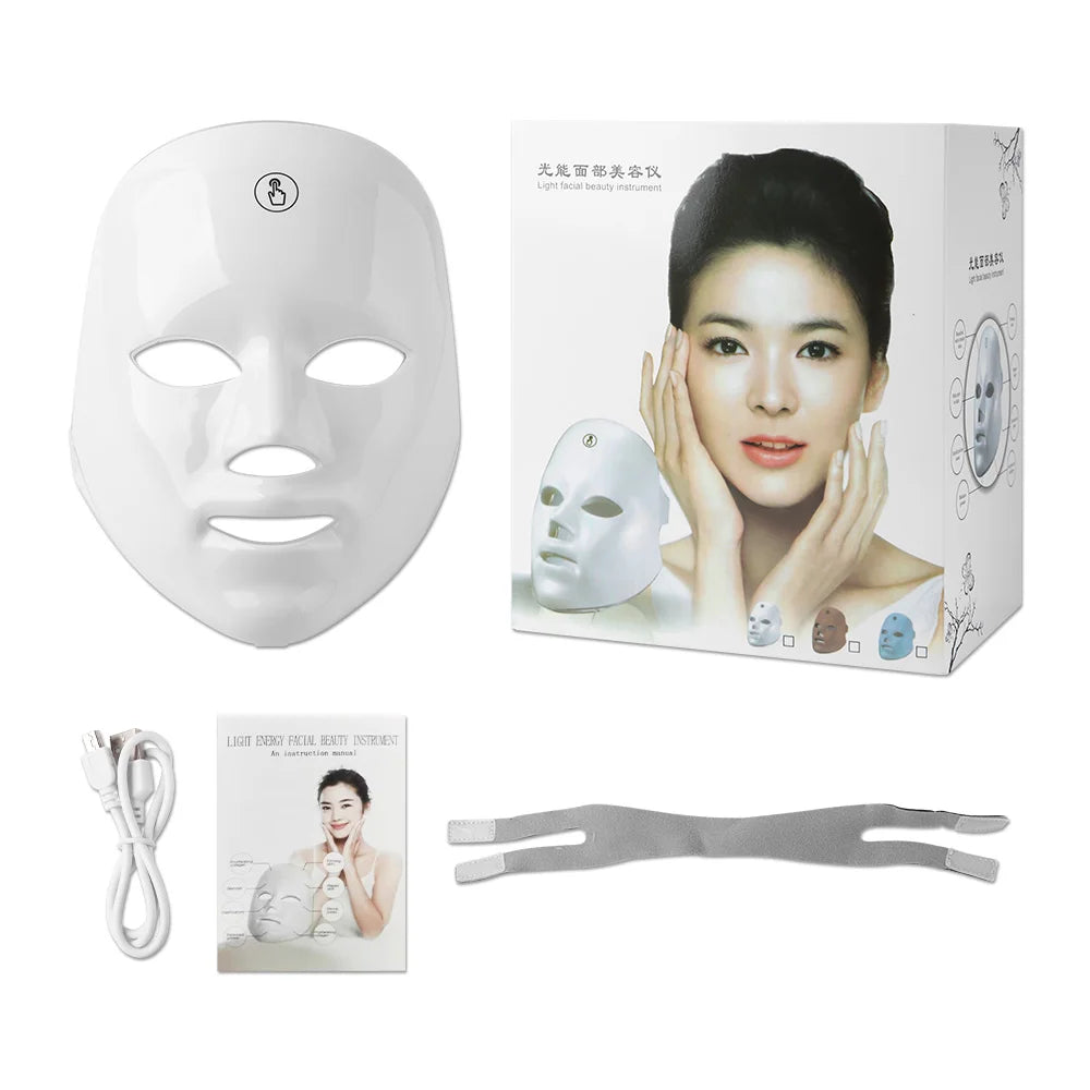 Masque LED Visage & Cou – 7 Couleurs Photon Thérapie Anti-Âge