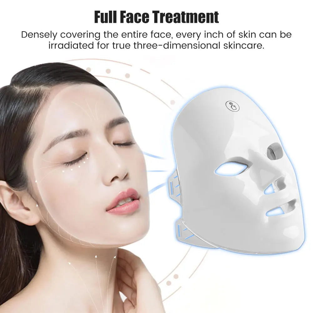 Masque LED Visage & Cou – 7 Couleurs Photon Thérapie Anti-Âge