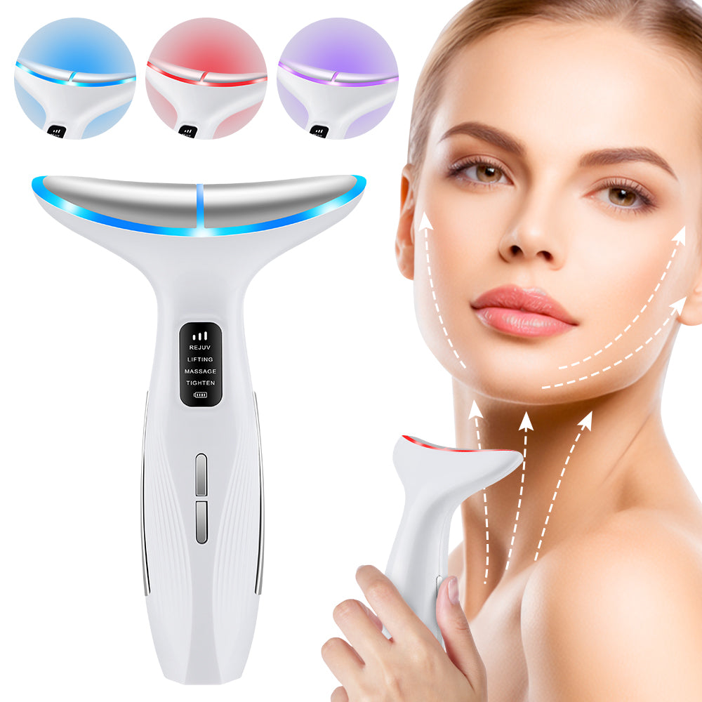 Appareil Beauté Visage & Cou – EMS, Massage Facial & Lumière LED
