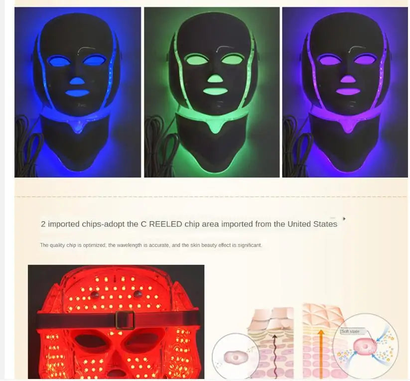 Masque Facial LED 7 Couleurs – Thérapie Photon