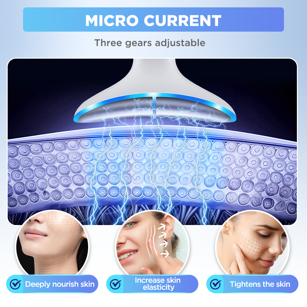 Appareil Beauté Visage & Cou – EMS, Massage Facial & Lumière LED