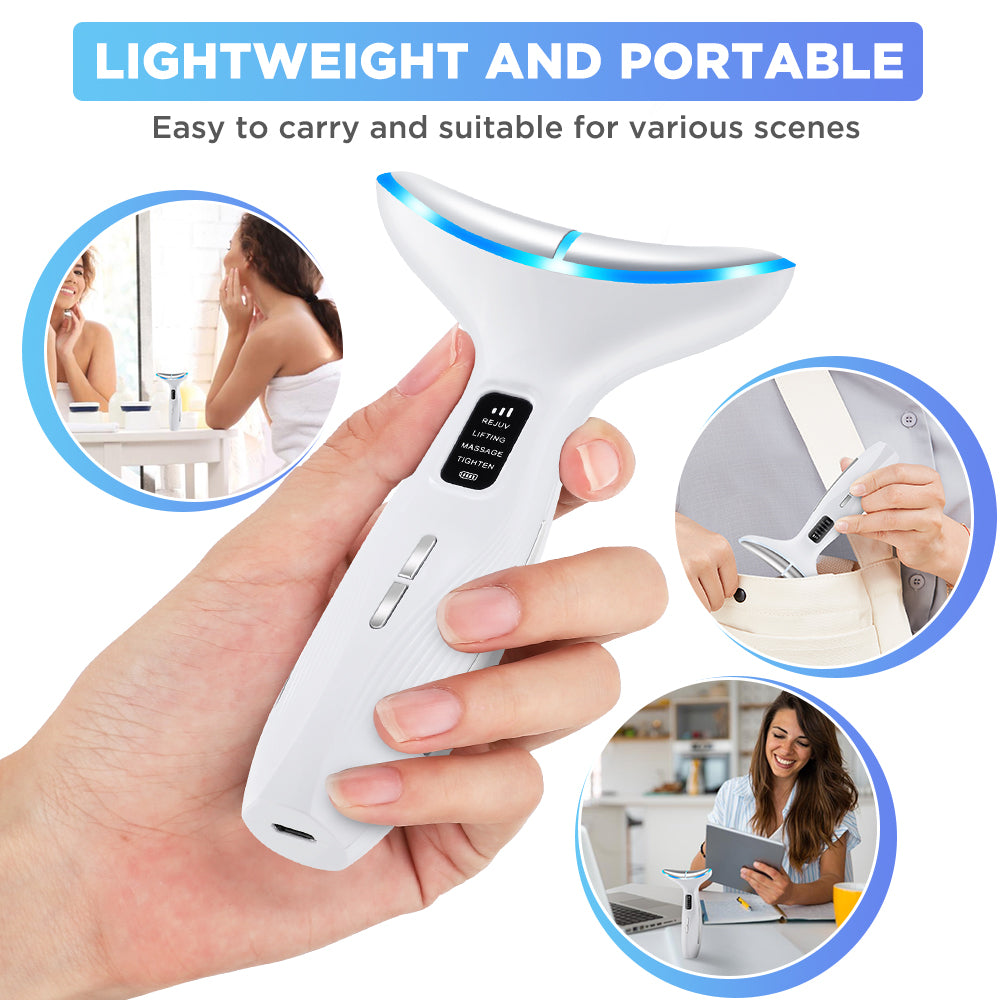 Appareil Beauté Visage & Cou – EMS, Massage Facial & Lumière LED