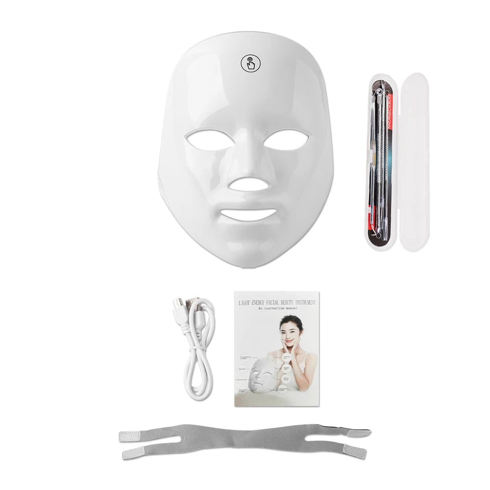 Masque LED Visage & Cou – 7 Couleurs Photon Thérapie Anti-Âge